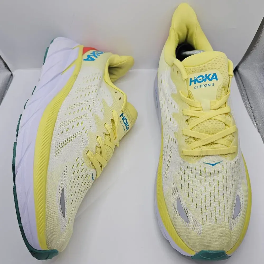 Hoka One One Clifton 8 Yellow Pearl Sweet Corn Mens 11D UK 10.5 Running Shoes